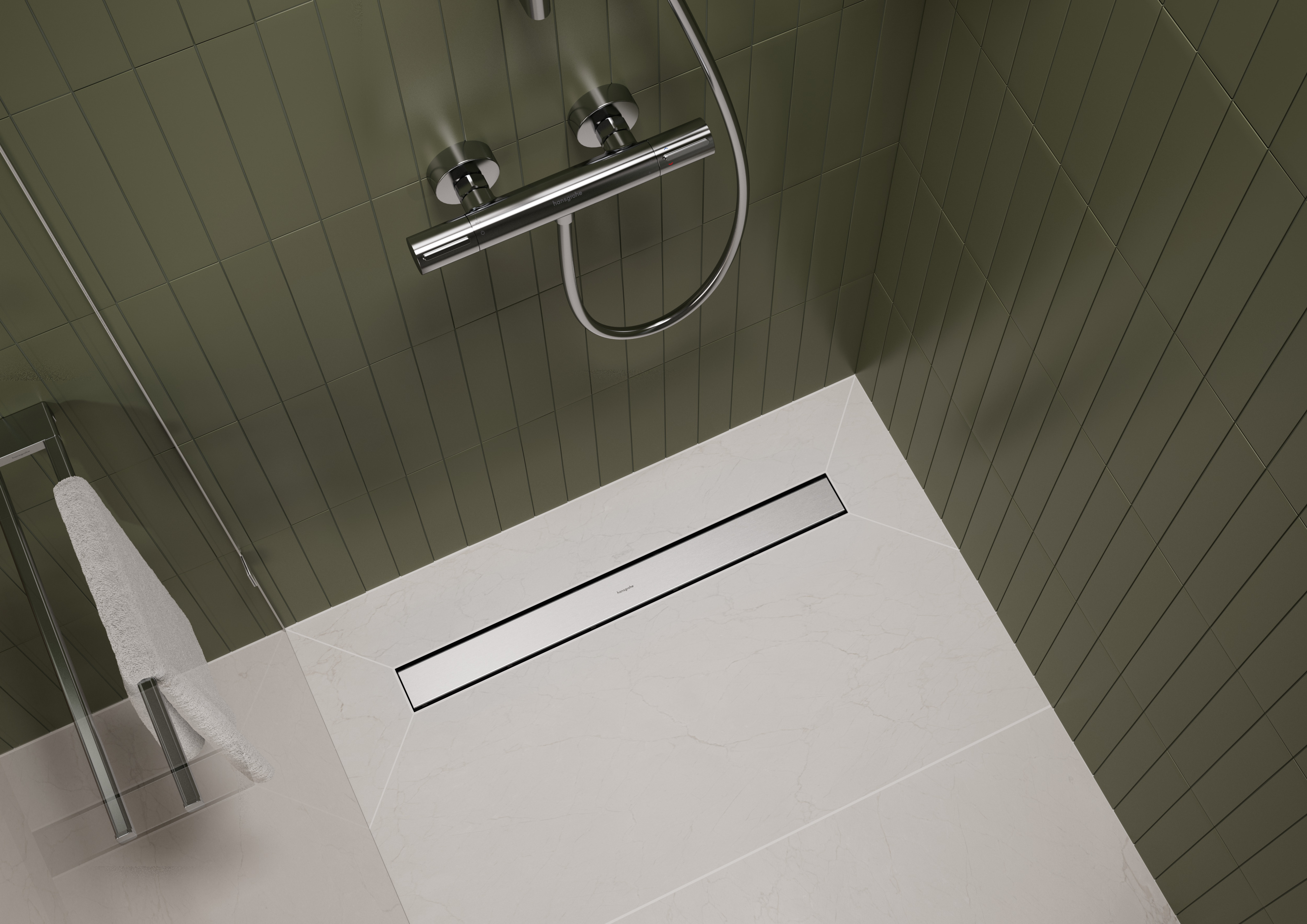 RainDrain Go Komplettset Duschrinne 700  rückseitig befliesbar für Standard-/flache Installation