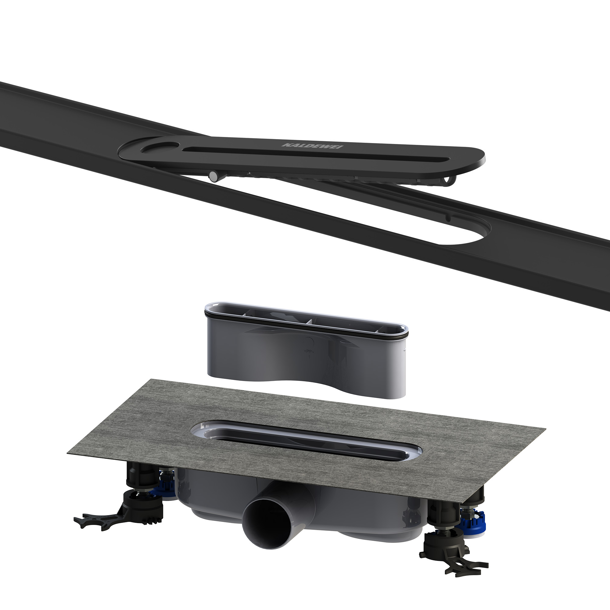 Flowline Zero Duschrinnen-Set mit FlowDrain Regular, 1200mm, champagner gebürstet