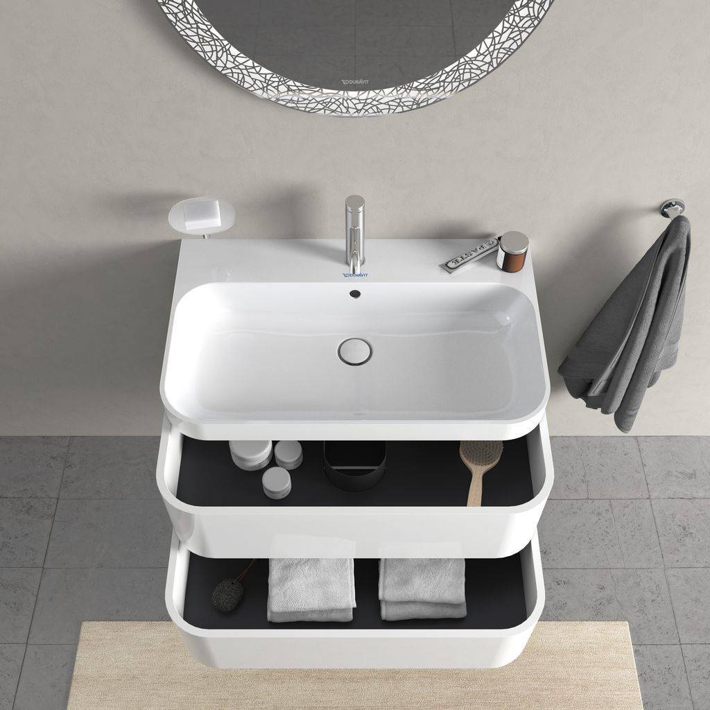 Happy D.2 Plus Möbelwaschtisch c-bonded mit Unterbau, wandhängend, 775 x 490mm