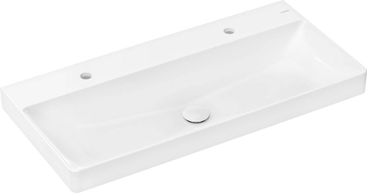 Xelu Q washbasin with 2 tap holes 1000mm unpolished, wall-hung