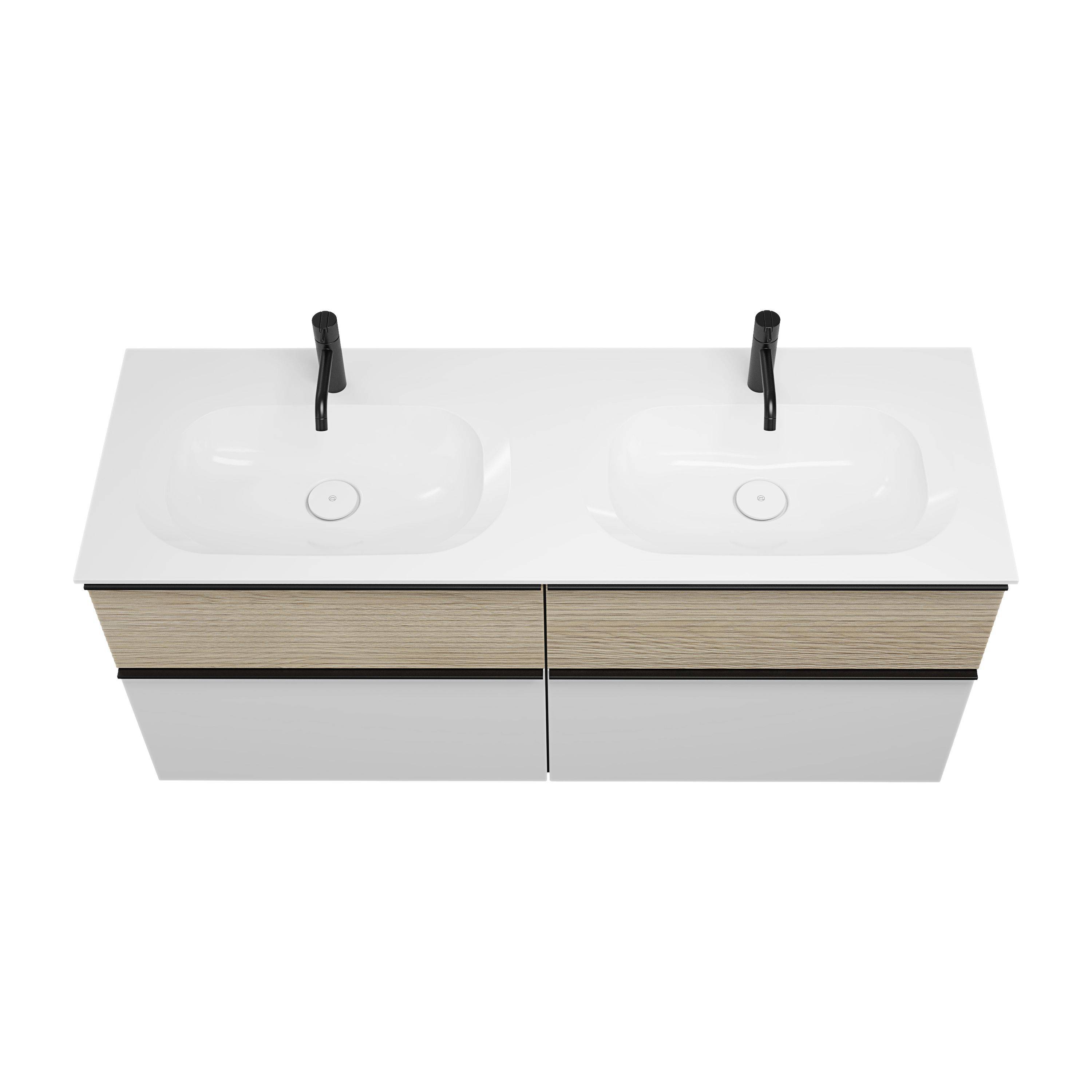 burgbad Fiumo Waschtisch mit Waschtischunterschrank Weiß Matt/eiche dekor cashmere