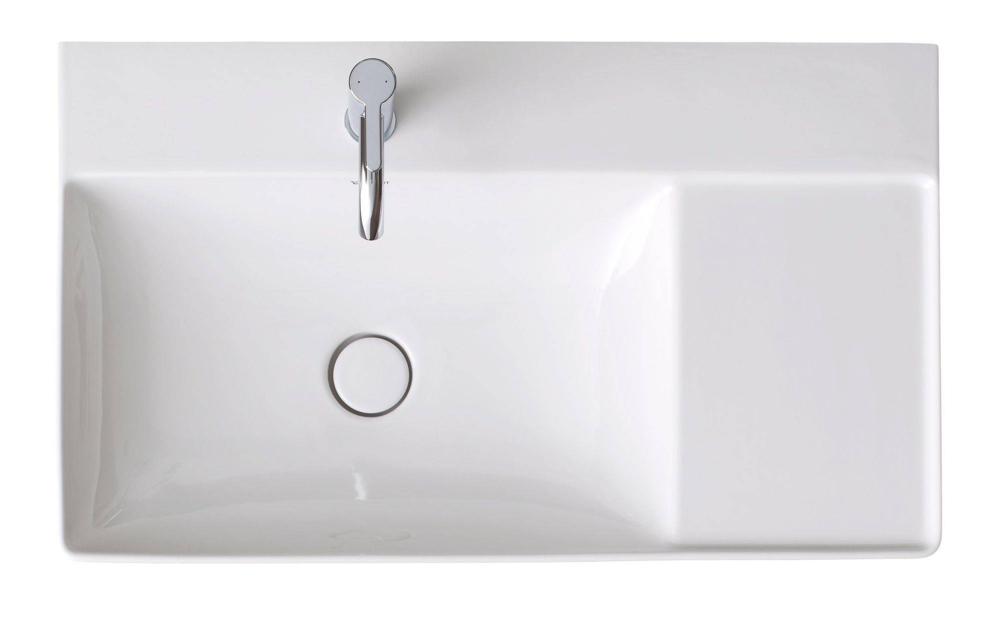 DuraSquare Waschtisch asymmetrisch, geschliffen, 800 x 470mm, mit Hahnloch