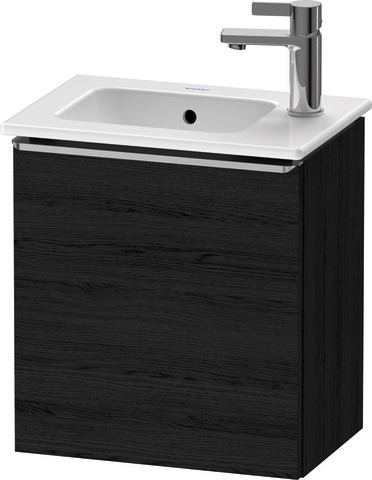 Duravit D-Neo Waschtischunterbau wandhängend mit Möbelgriff Edelstahl gebürstet