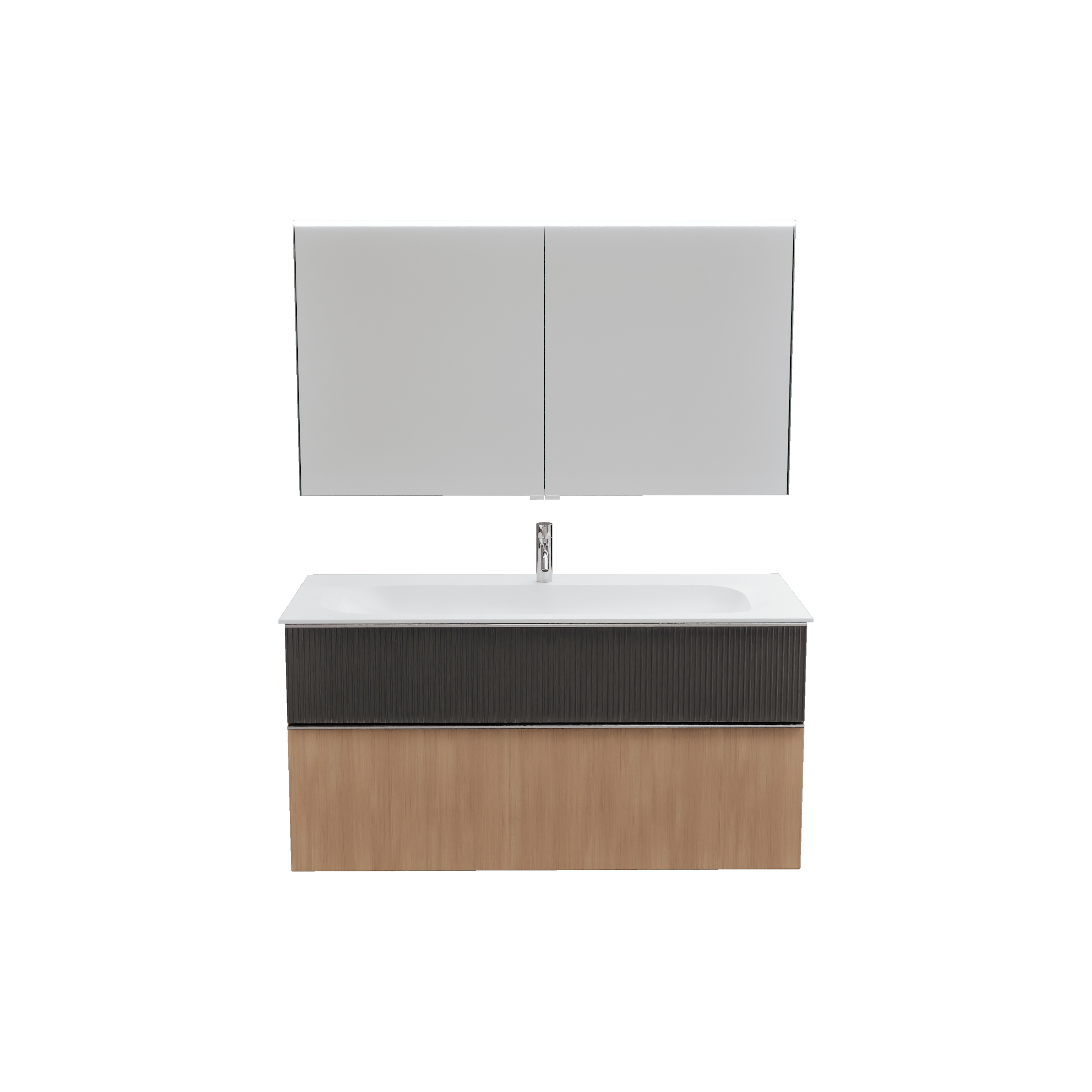 burgbad Fiumo 2.0 Badmöbel-Set 1220mm Tectona Dekor Zimt, Griff Chrom G0146