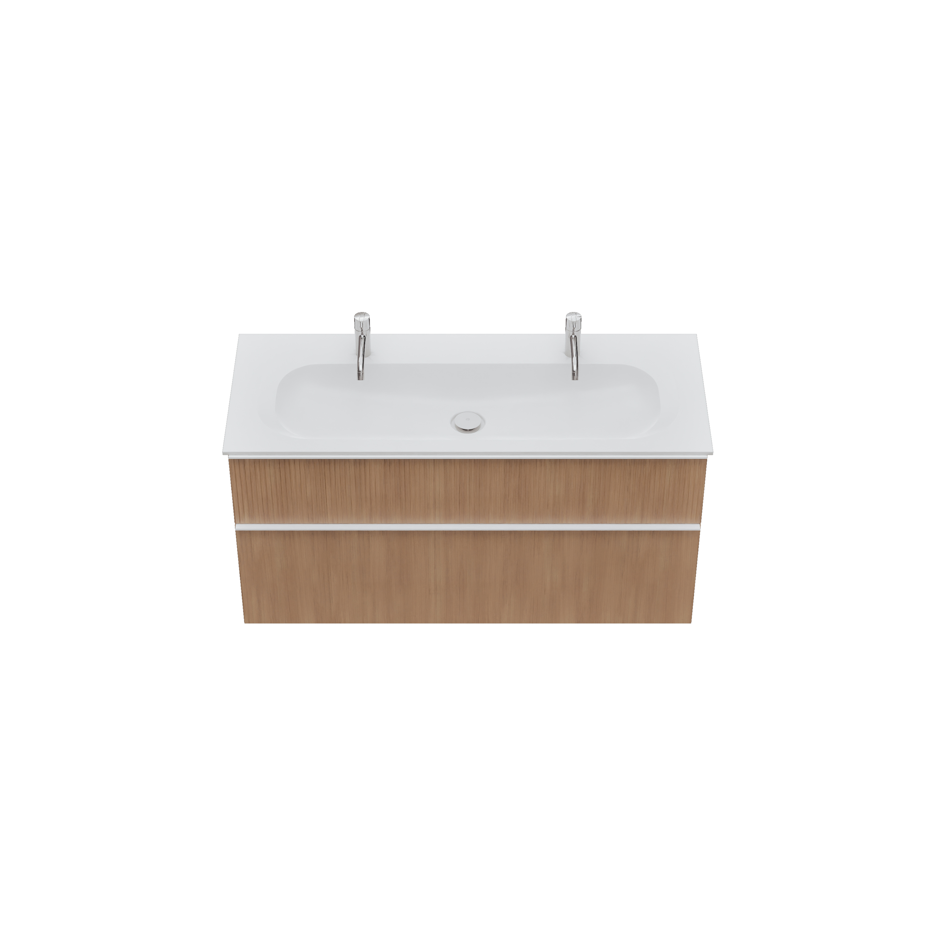burgbad Fiumo 2.0 Badmöbel-Set 1220mm Tectona Dekor Zimt, Griff Weiß Matt G0223