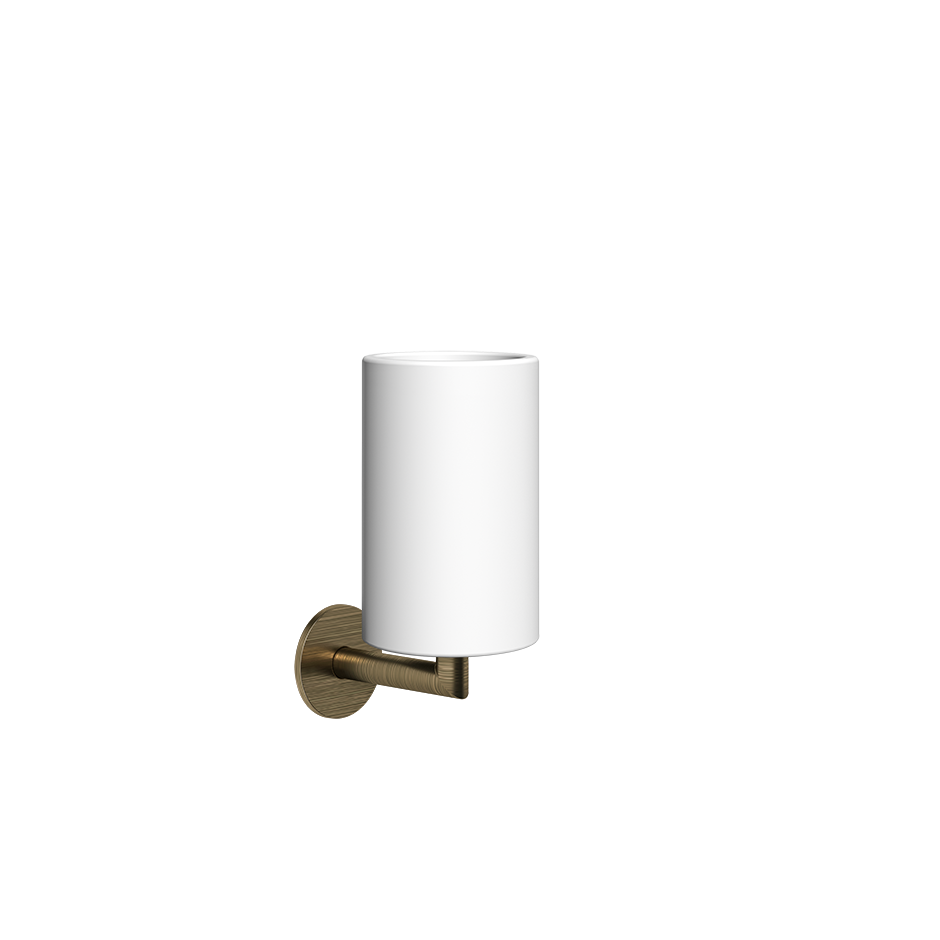 Gessi TONDO Becherhalter mit Becher weiß, Messing antik