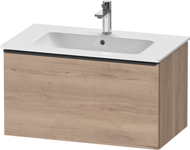 Duravit D-Neo Waschtischunterbau wandhängend mit Möbelgriff Diamantschwarz