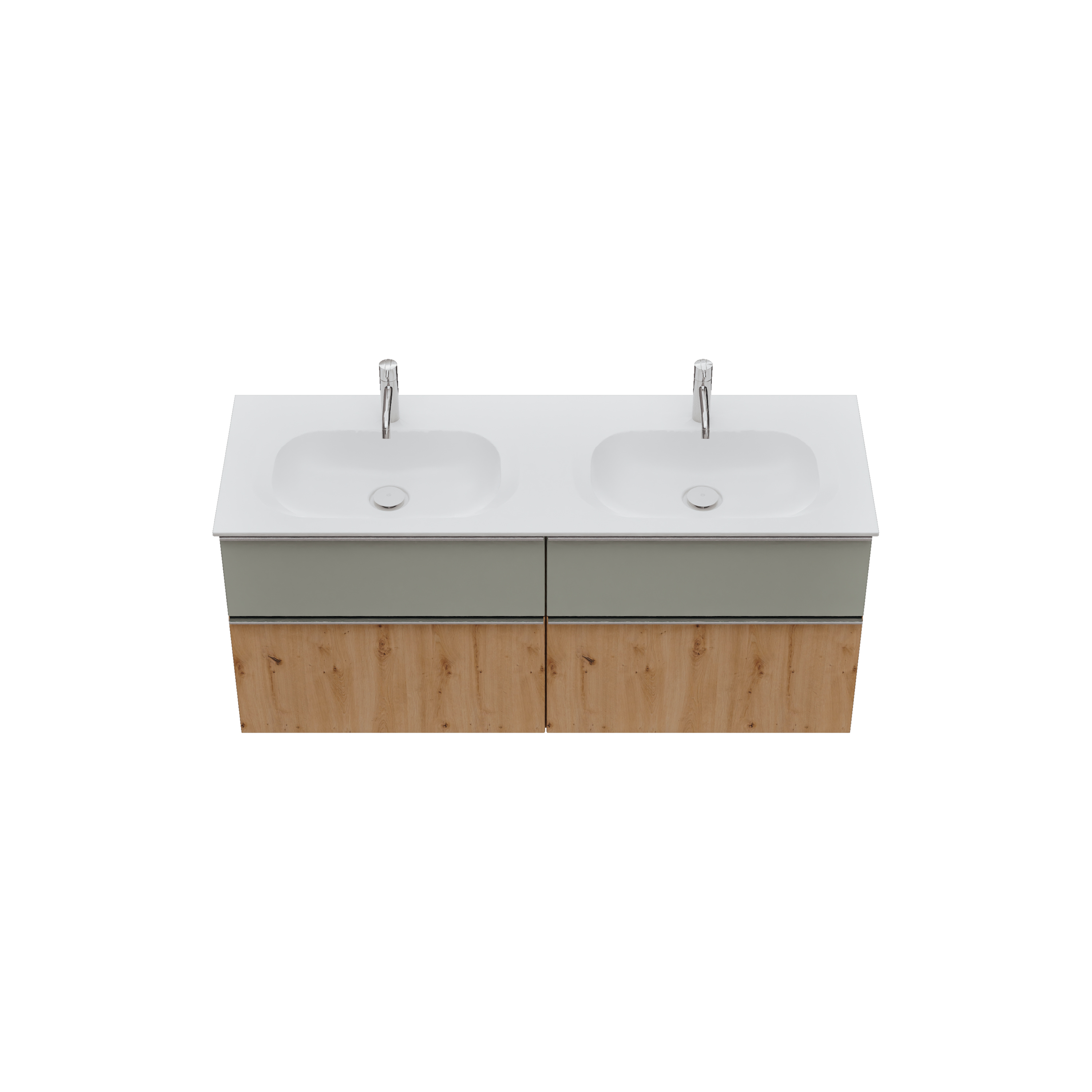 burgbad Fiumo 2.0 Badmöbel-Set 1420mm Eiche Dekor Urban, Griff Chrom G0146