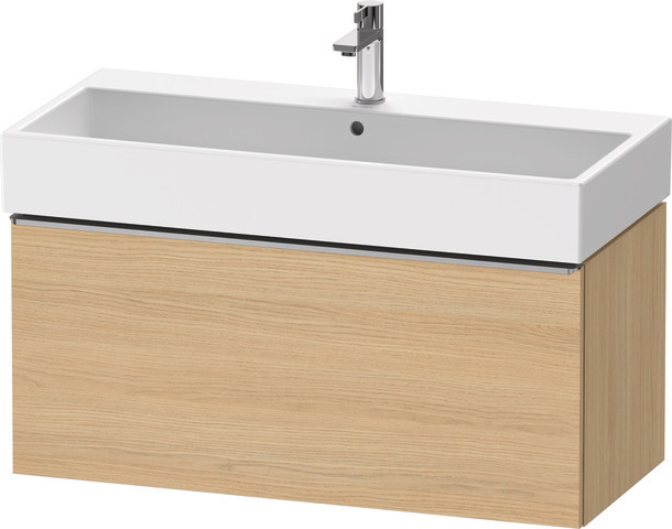 Duravit D-Neo Waschtischunterbau wandhängend mit Möbelgriff Edelstahl gebürstet
