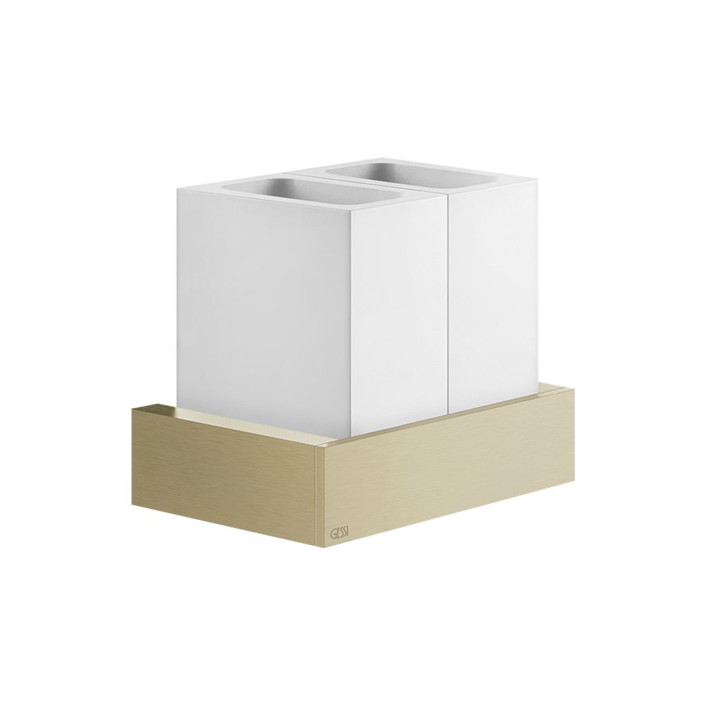 Gessi Rettangolo Wand-Doppel-Glashalter Becher weiß