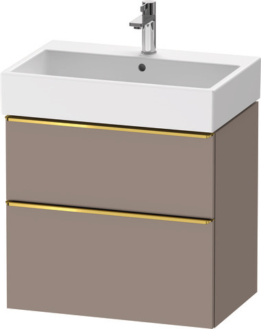 Duravit D-Neo Waschtischunterbau wandhängend mit Möbelgriff Gold poliert