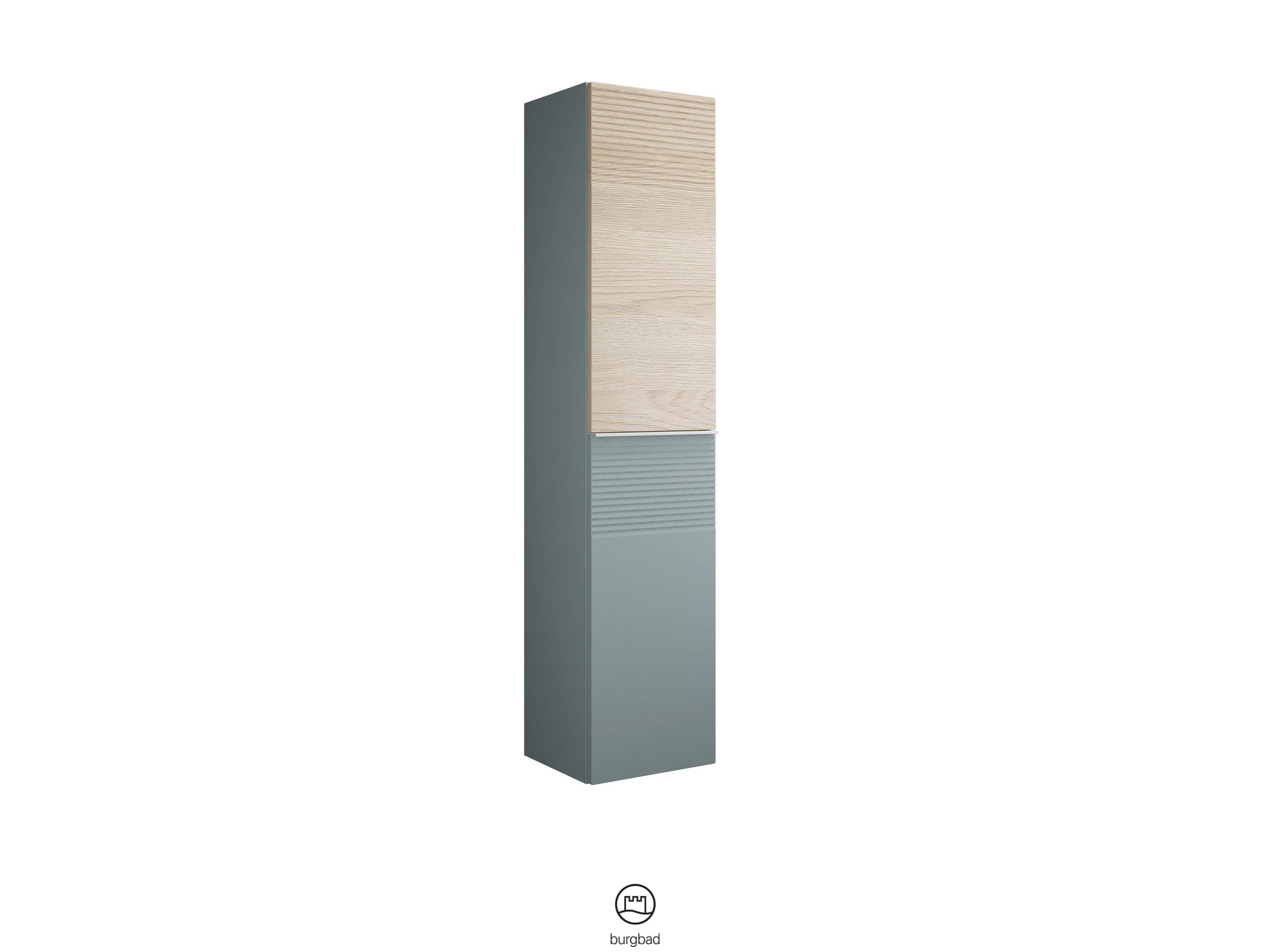 burgbad Fiumo Hochschrank mit Plisseestruktur 1600x350x320 Eisblau Softmatt