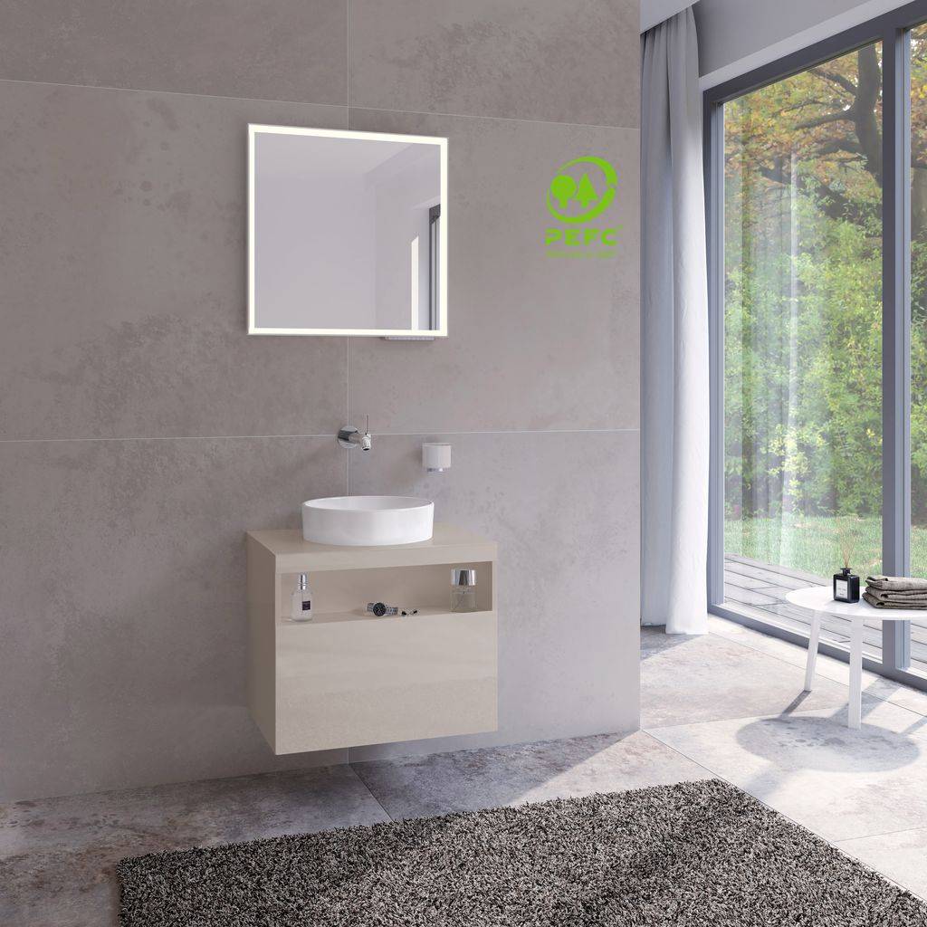 Stageline vanity base (without tap hole) for ceramic countertop washbasin, 650mm