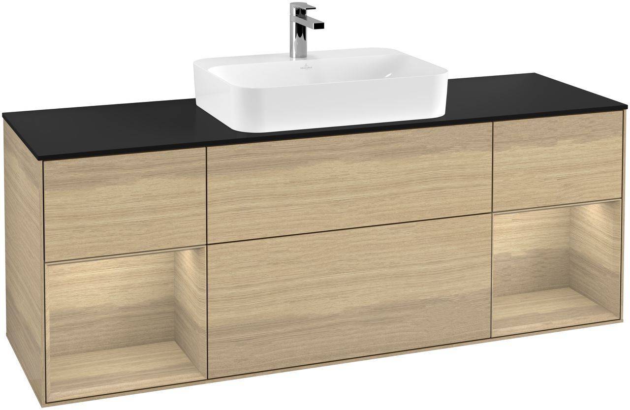 Villeroy & Boch Finion Waschtischunterschrank 1600 x 603 x 501mm, Abdeckplatte schwarz matt