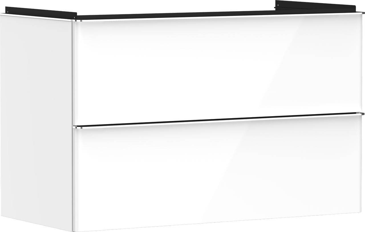 Xelu Q vanity unit 980mm high-gloss white body, chrome handle