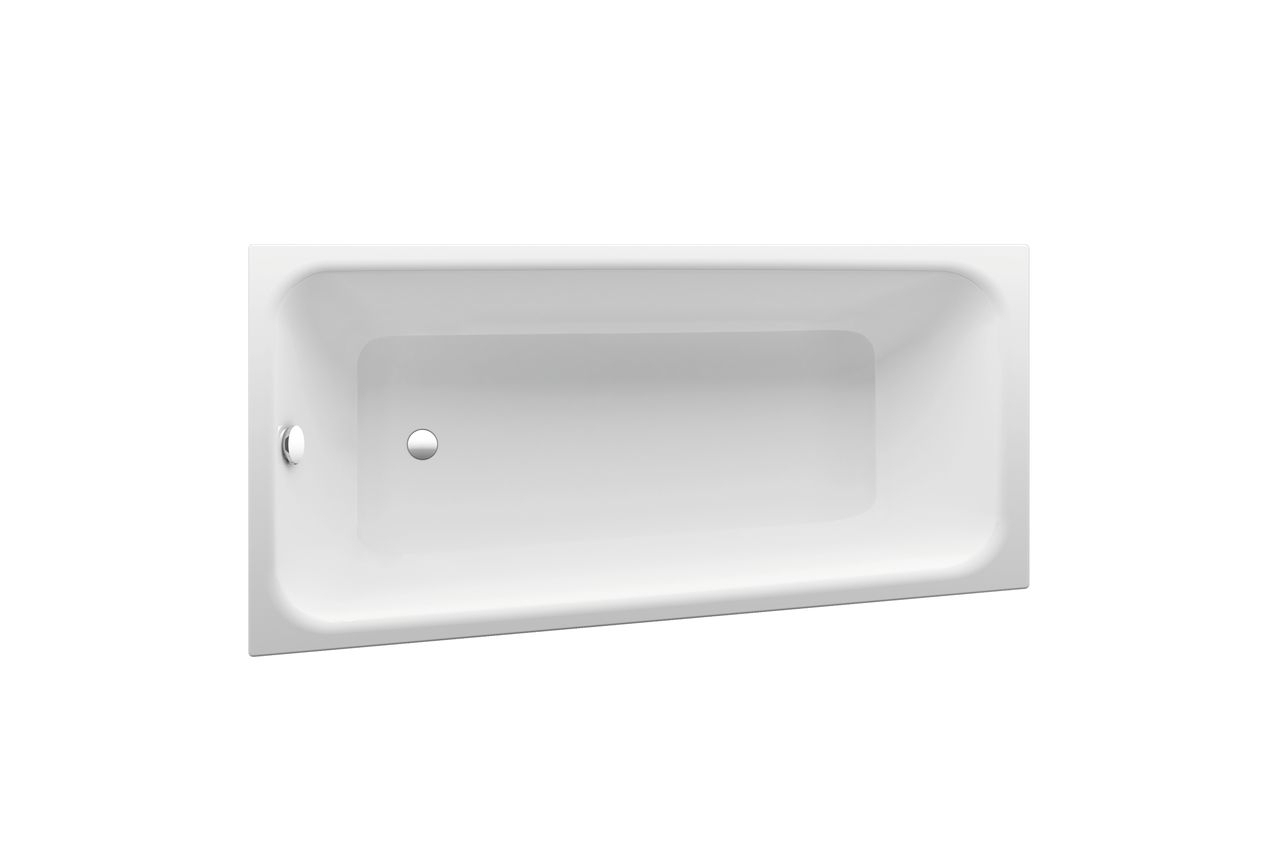 Weiße Badewanne mit Ablauf und Überlauf von oben