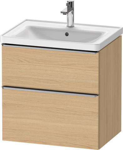 Duravit D-Neo Waschtischunterbau wandhängend mit Möbelgriff Edelstahl gebürstet