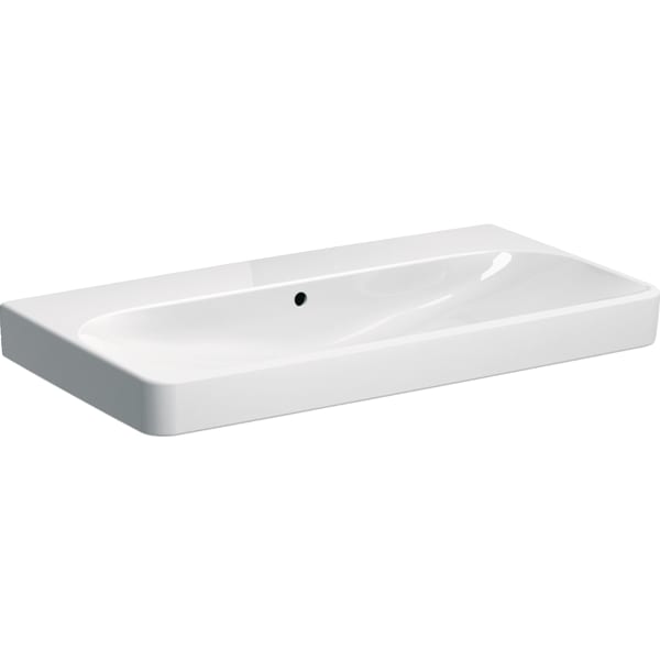 Geberit Smyle Waschtisch, eckig, 90x48cm ohne Hahnloch, mit Überlauf, weiß, KeraTect