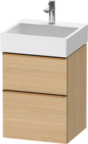 Duravit D-Neo Waschtischunterbau wandhängend mit Möbelgriff Bronze gebürstet