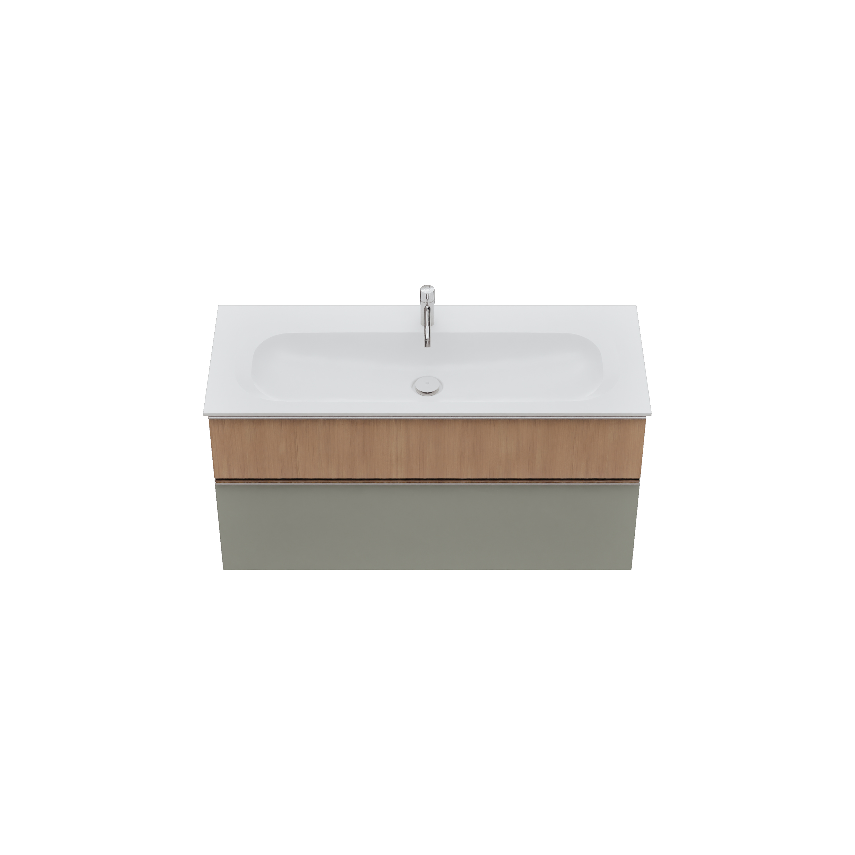 burgbad Fiumo 2.0 Badmöbel-Set 1220mm Rauchgrün Softmatt, Griff Chrom G0146