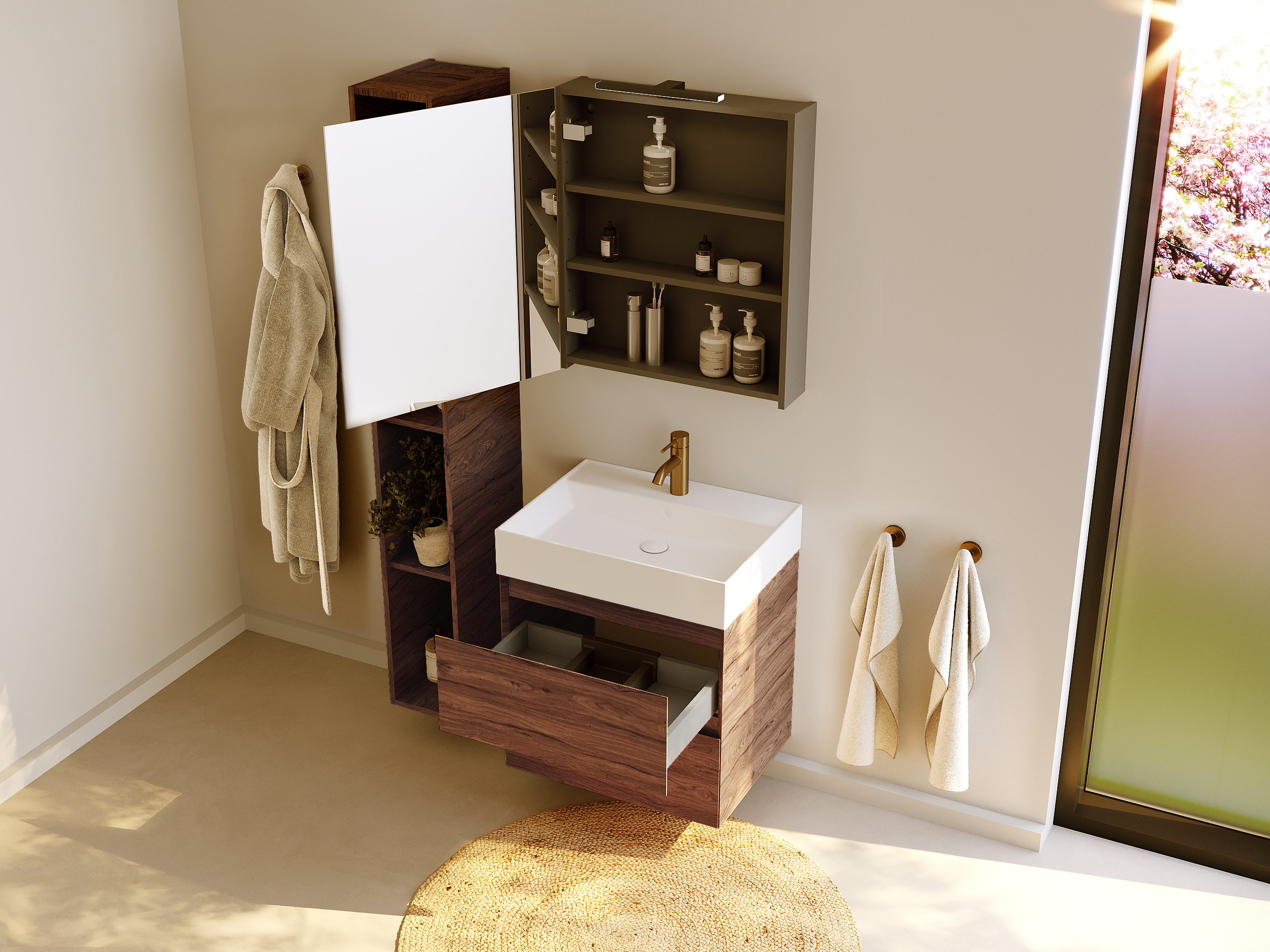 Riho Spring-UP Rise Badmöbel-Set mit Spiegelschrank
