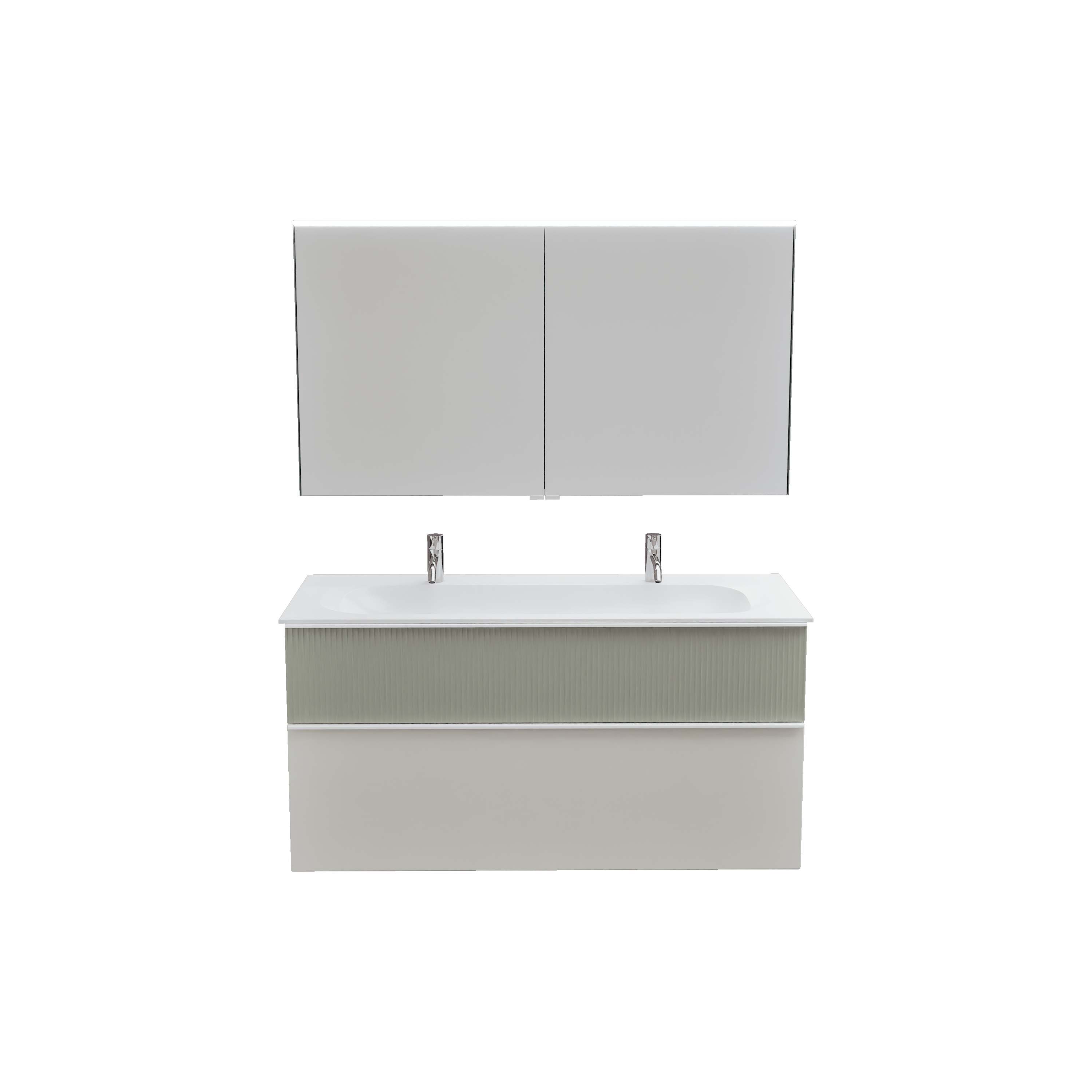 burgbad Fiumo 2.0 Badmöbel-Set 1220mm Veloursgrau Softmatt, Griff Weiß Matt G0223