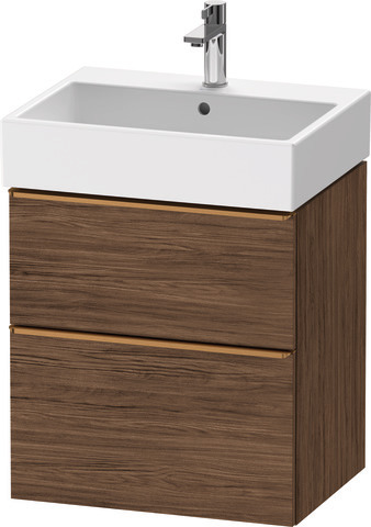 Duravit D-Neo Waschtischunterbau wandhängend mit Möbelgriff Bronze gebürstet