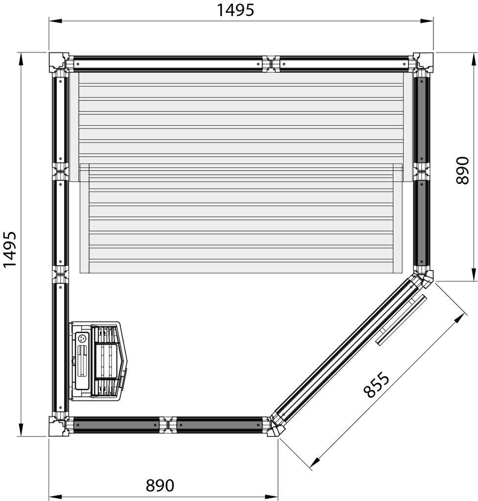 Impression i1515W C, mit Eckeinstieg, 1495 x 1495 x 2100mm
