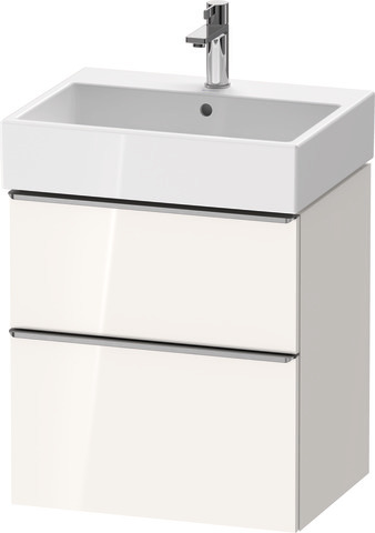 Duravit D-Neo Waschtischunterbau wandhängend mit Möbelgriff Edelstahl gebürstet