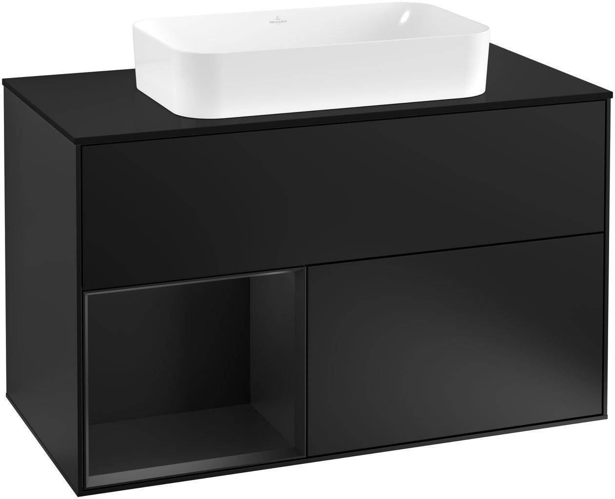 Villeroy & Boch Finion Waschtischunterschrank 1000 x 603 x 501mm, Abdeckplatte schwarz matt