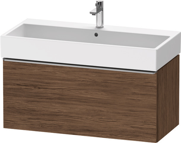 Duravit D-Neo Waschtischunterbau wandhängend mit Möbelgriff Edelstahl gebürstet