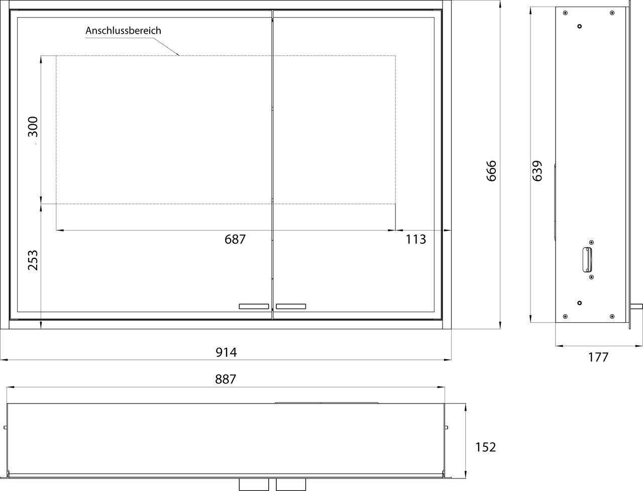 asis prestige 2 illuminated mirror cabinet flush mount model, 915mm