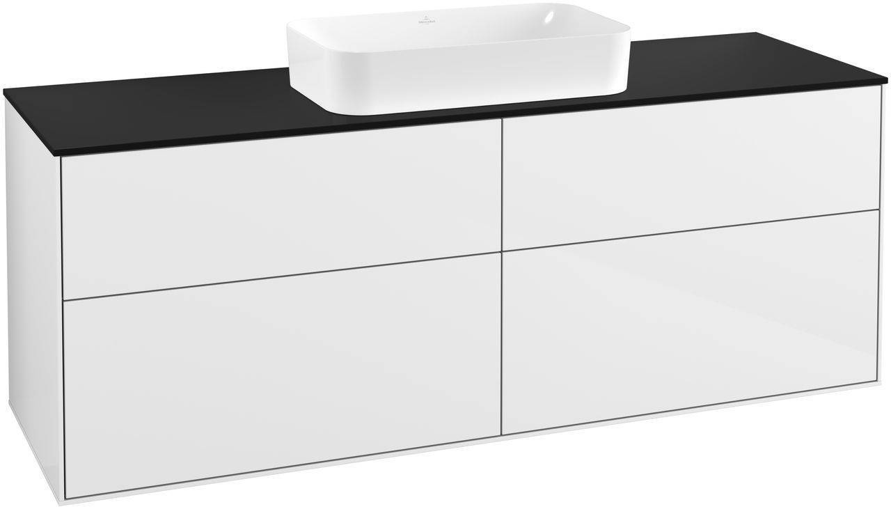 Villeroy & Boch Finion Waschtischunterschrank 1600 x 603 x 501mm, Abdeckplatte schwarz matt