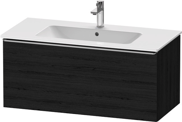 Duravit D-Neo Waschtischunterbau wandhängend mit Möbelgriff Edelstahl gebürstet