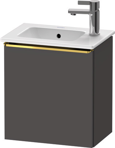 Duravit D-Neo Waschtischunterbau wandhängend mit Möbelgriff Gold poliert