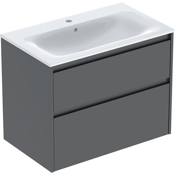 Geberit Renova Plan Badmöbel-Set 80x62,1x48cm, lava/lack seidenmatt / KeraTect