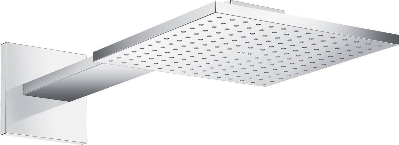 Moderne quadratische Regenbrause aus Chrom mit Wandhalterung