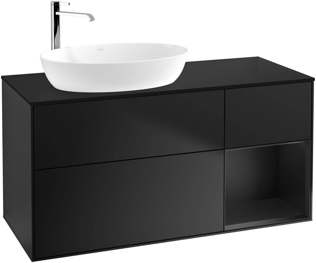 Villeroy & Boch Finion Waschtischunterschrank 1200 x 603 x 501mm, Abdeckplatte schwarz matt