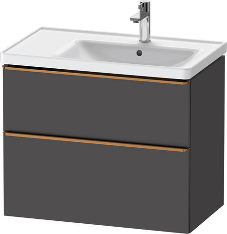 Duravit D-Neo Waschtischunterbau wandhängend mit Möbelgriff Bronze gebürstet