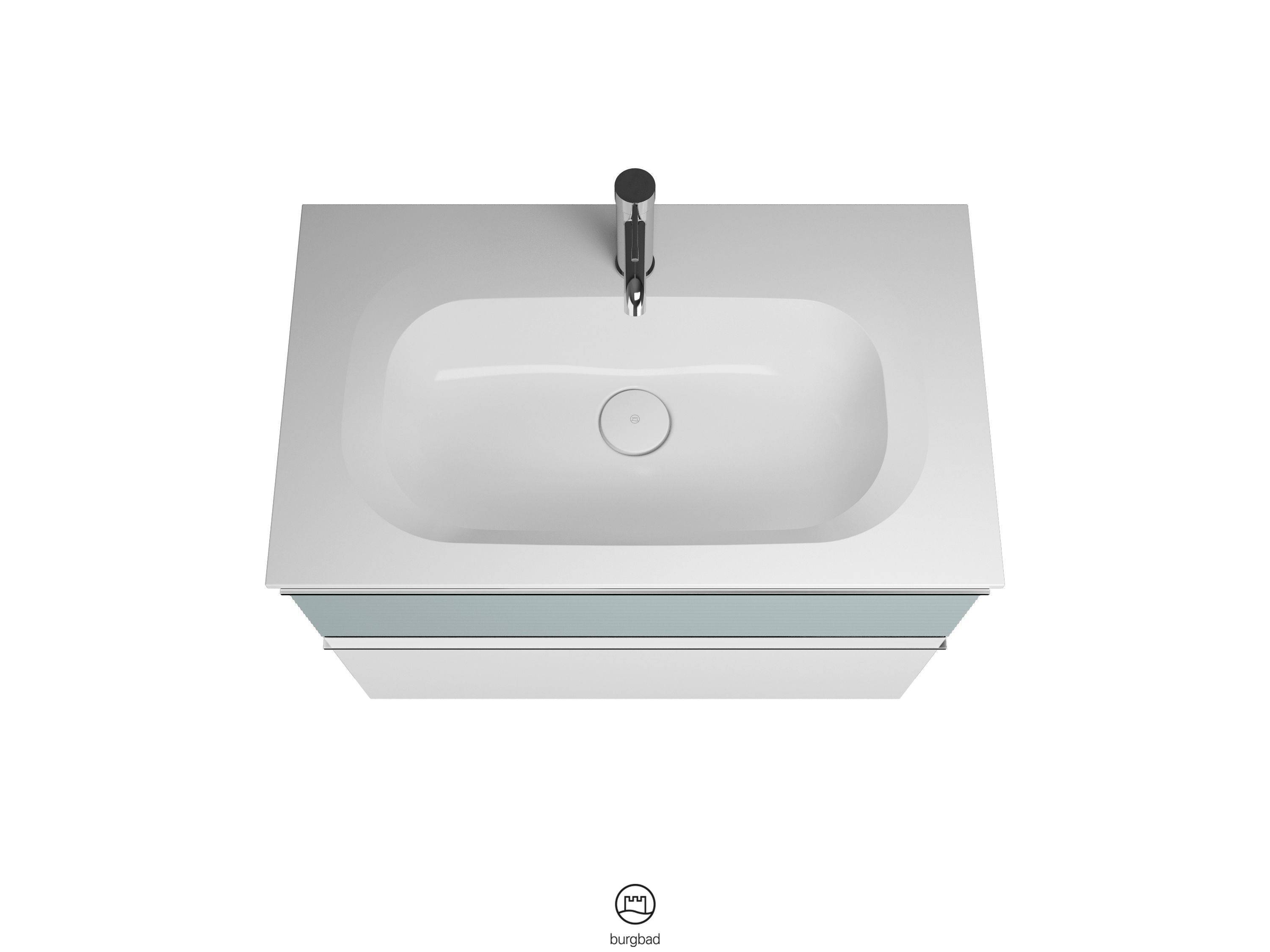 burgbad Fiumo Waschtisch mit Waschtischunterschrank Weiß Matt/eisblau softmatt