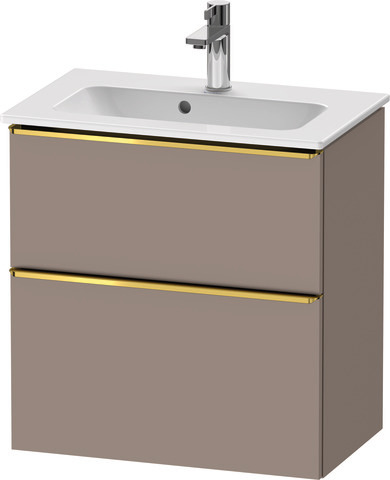 Duravit D-Neo Waschtischunterbau wandhängend mit Möbelgriff Gold poliert