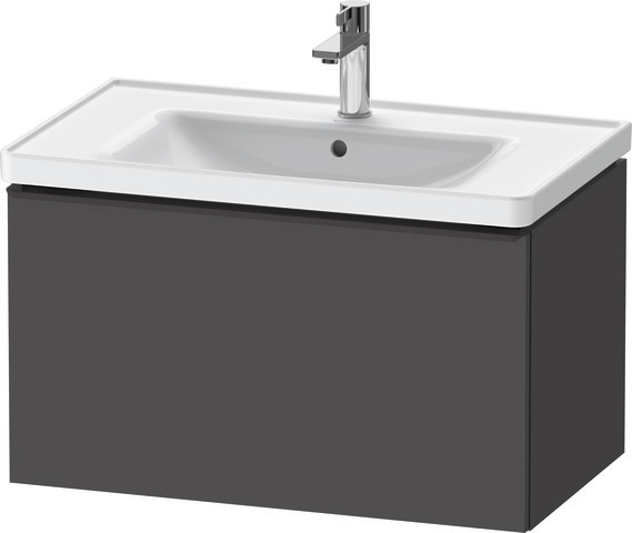 Duravit D-Neo Waschtischunterbau wandhängend mit Möbelgriff Diamantschwarz