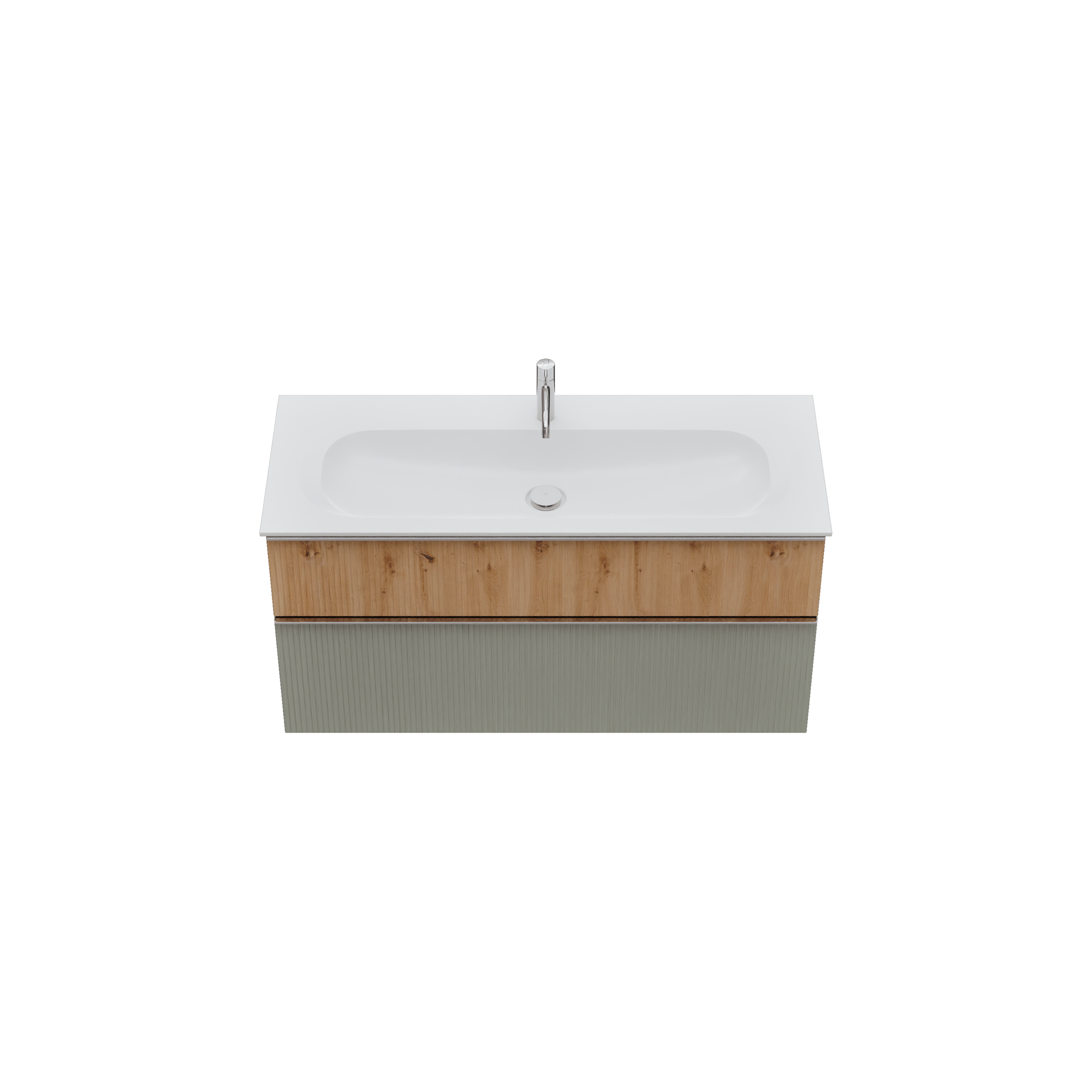 burgbad Fiumo 2.0 Badmöbel-Set 1220mm Rauchgrün Softmatt, Griff Chrom G0146