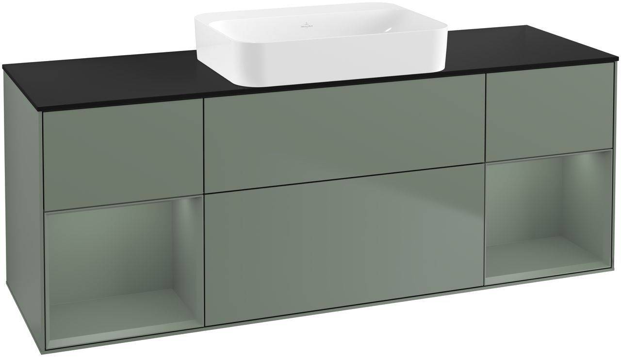 Villeroy & Boch Finion Waschtischunterschrank 1600 x 603 x 501mm, Abdeckplatte schwarz matt