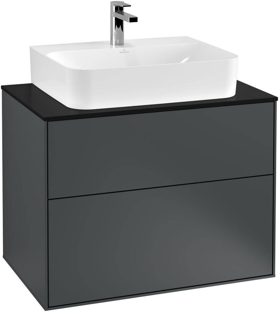 Villeroy & Boch Finion Waschtischunterschrank 800 x 603 x 501mm, Abdeckplatte schwarz matt