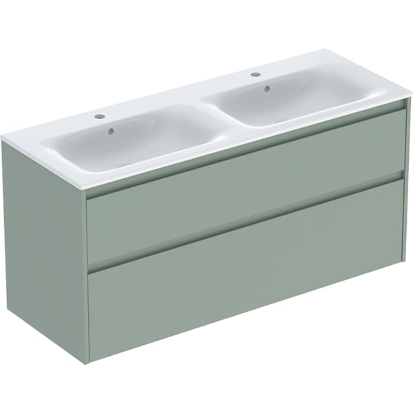 Geberit Renova Plan Badmöbel-Set 130x62,1x48cm, salbeigrün/lack seidenmatt / Tect