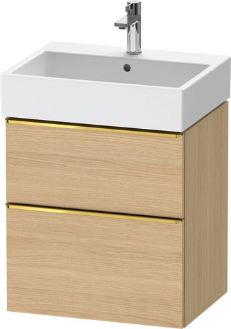 Duravit D-Neo Waschtischunterbau wandhängend mit Möbelgriff Gold poliert