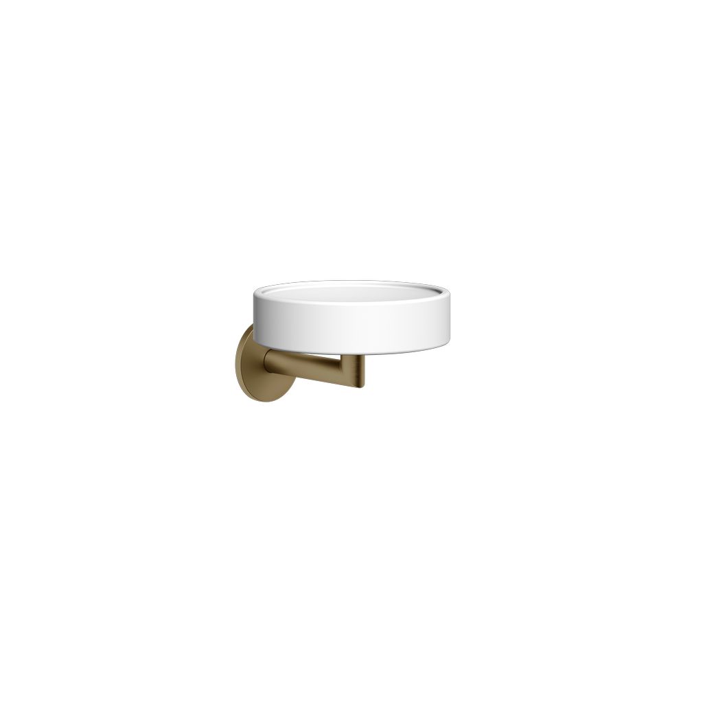 Gessi TONDO Seifenhalter mit Schale weiß, Deep bronze gebürstet PVD