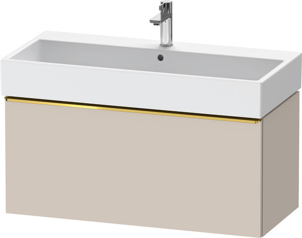 Duravit D-Neo Waschtischunterbau wandhängend mit Möbelgriff Gold poliert