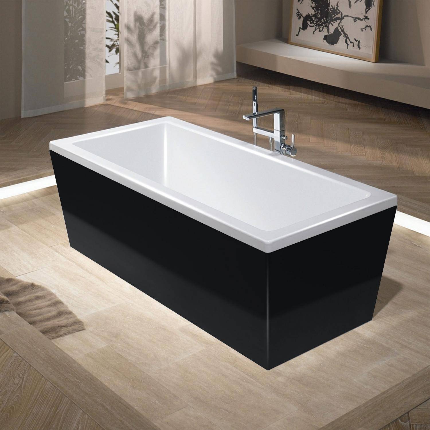 Conoduo freistehende Badewanne; Modell 734-7; weiß/schwarz